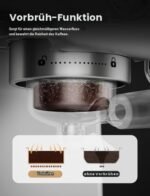 Neretva Siebträgermaschine mit Mahlwerk 15 Bar & 40 Mahlgrade Kegelmahlwerk Kaffeemühle Elektrisch Edelstahl – Bild 3