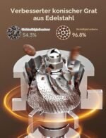 Neretva Siebträgermaschine 20 Bar mit Kaffeemühle 40 Mahlgrade Espressomaschine Set – Bild 6