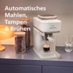 PHILIPS Baristina Espressomaschine mit Mahlwerk & Milchaufschäumer, 16 Bar, Weiß – Bild 3