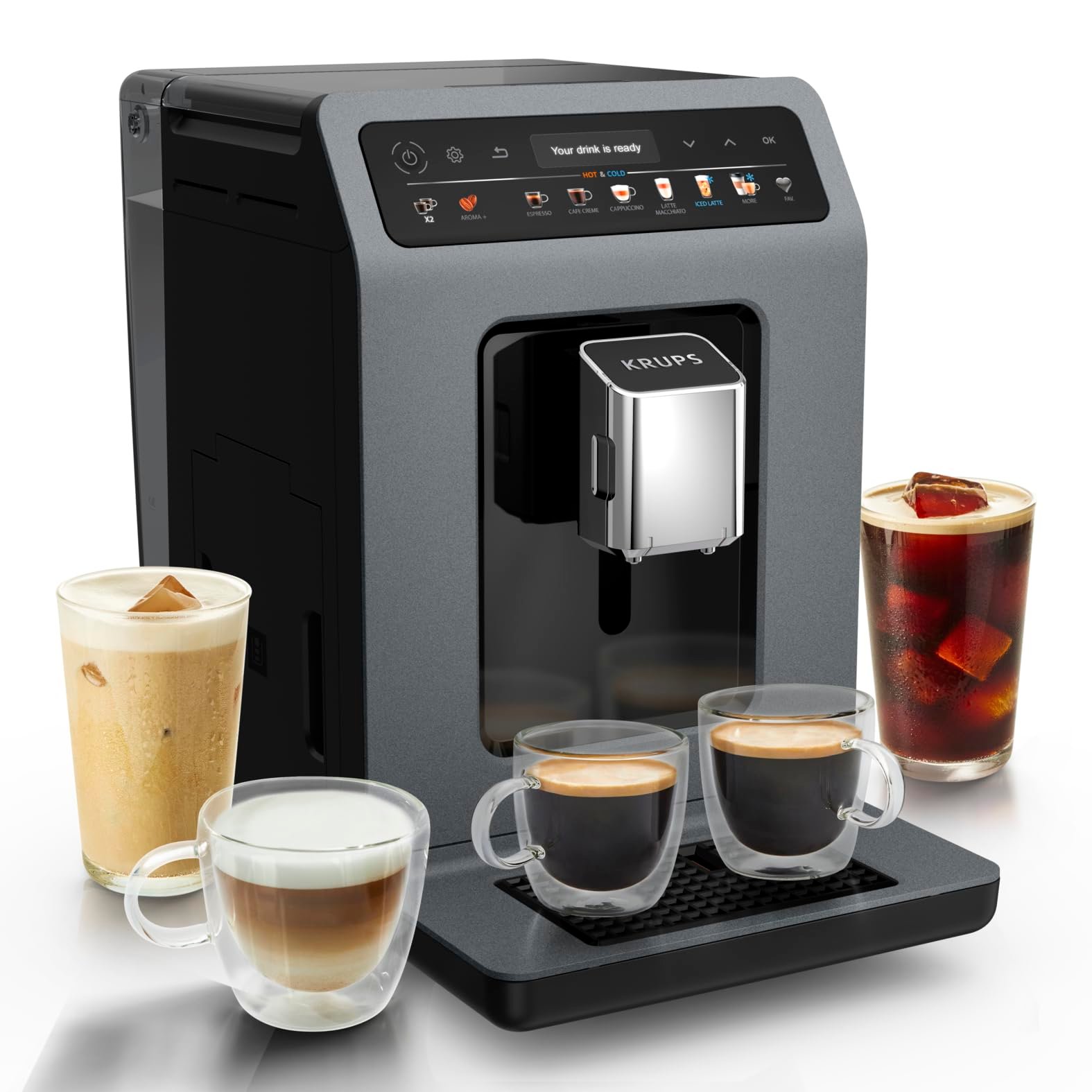71CZN7otx1L Krups Evidence Kaffeevollautomat Hot & Cold, 18 Getränke, One-Touch Cappuccino, Automatikpflege – Bild 1