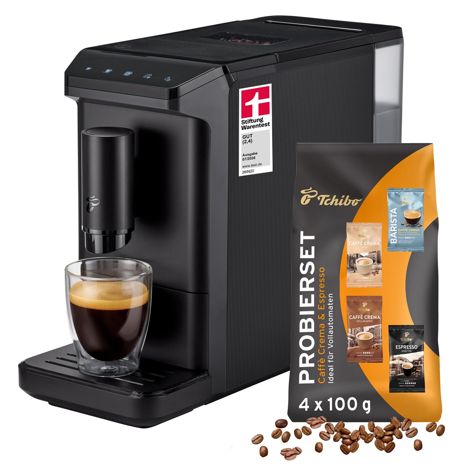 71CwsBAdi6L Tchibo Esperto mini Kaffeevollautomat Schwarz, Kegelmahlwerk, Touch-Display, inkl. Probierset – Bild 1