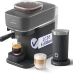PHILIPS Baristina Espressomaschine mit Mahlwerk & Milchaufschäumer, 16 Bar, Schwarz