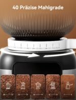 Neretva Kaffeemühle Elektrisch mit Kegelmahlwerk 40 Mahlgrade Edelstahl Antistatik – Bild 3