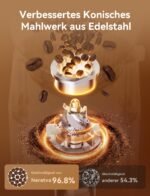 Neretva Kaffeemühle Elektrisch mit Kegelmahlwerk 40 Mahlgrade Edelstahl Antistatik – Bild 2