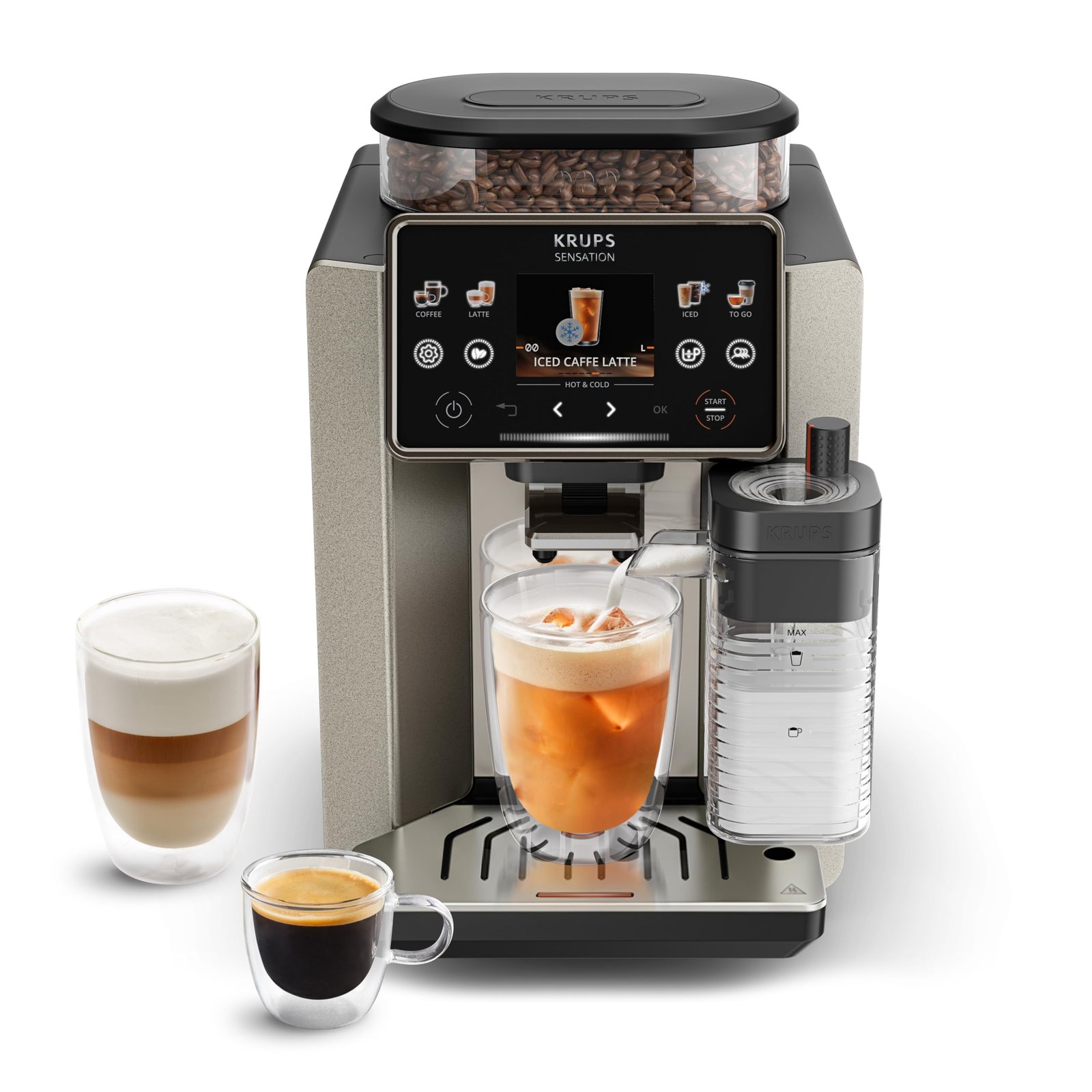 81mxe6Q0eEL-1 KRUPS Sensation Elite Kaffeevollautomat 24 Getränke Hot & Cold Milk Maestro Technologie Touchscreen – Bild 1